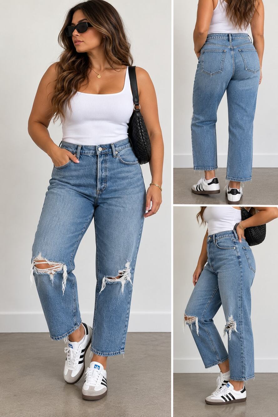 AGOLDE Size 29 Distressed High Rise Crop Jeans Blue Ripped Knee Denim